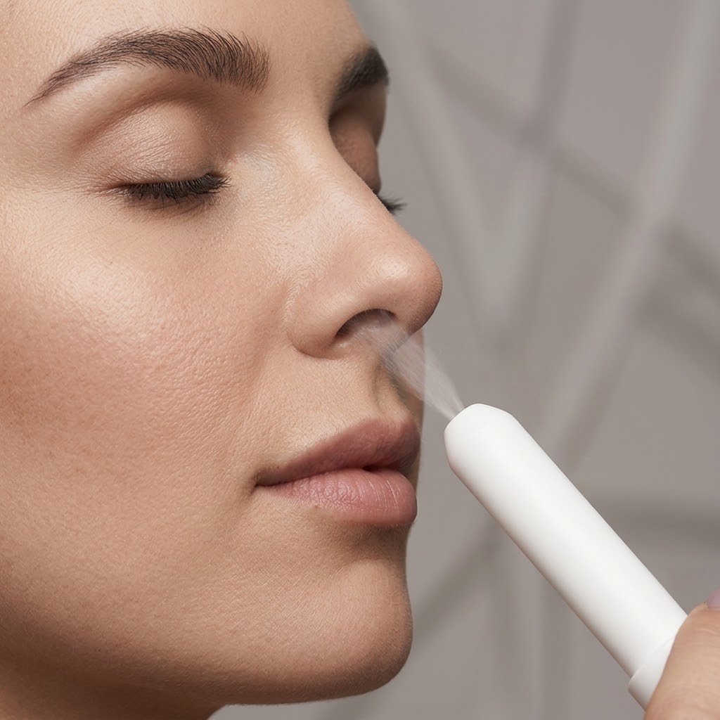 PureVita Wellness NAD+ nasal spray in a daily routine
